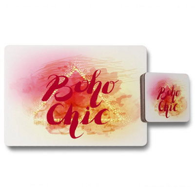 Andrew Lee Boho Chic Lettering On Beautiful Watercolor Background (Placemat & Coaster Set) / Default Title from B&Q