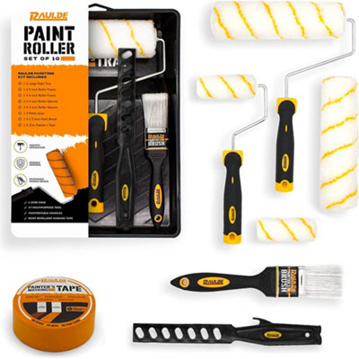 B&Q -  Paint Roller Set Of 10Paint Rollers And Trays SetPaint Brush And Rollers For PaintingPainting Decorating Tool Kit
