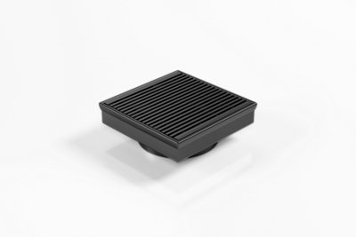 Matt Black Architectural Wedge Wire Square Floor Drain 72mm Outlet 316 Marine Grade Stainless Steel from B&Q