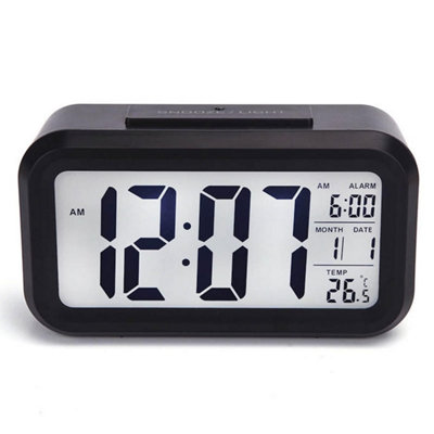 Dtl Digital Alarm Clock Led Display With Temperature Big Lcd Digit Larger Backlit Snooze Smart Brightness Sensor For Bedroom Home from B&Q