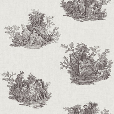 Elsie Burton Versaille Toile Charcoal/grey from B&Q