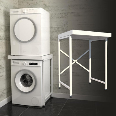  - Norvic Appliance Stand  Universal Stacking Kit With Anti-Tip Plinth For Washing MachineTumble DryerDishwasherWhite