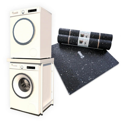  - Norvic Appliance Stand Universal Stacking Kit With Anti-Tip Plinth For Washing MachineDryerDishwasherWhite + 2 Mat Bundle