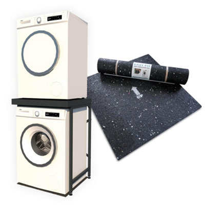  - Norvic Appliance Stand Universal Stacking Kit With Anti-Tip Plinth For Washing MachineDryerDishwasherGrey + 1 Mat Bundle
