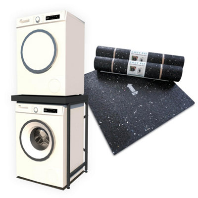  - Norvic Appliance Stand Universal Stacking Kit With Anti-Tip Plinth For Washing MachineDryerDishwasherGrey + 2 Mat Bundle