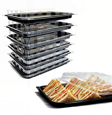 Zumart Pack Of 6 Sandwich Platter Trays With LidsReusable Plastic Catering For Meal PrepCakesTreats And Sandwiches (33.5 from B&Q