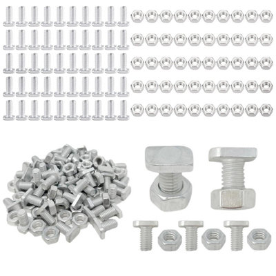 50 Cropped Head Aluminium T Head Greenhouse Bolts & Nuts from B&Q