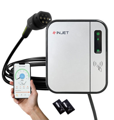 LT Smart Injet Eco Smart Ev Charger For HomeTethered 7.4Kw Ev ChargerSingle-Phase5M TetheredIp6532AUnit Only from B&Q