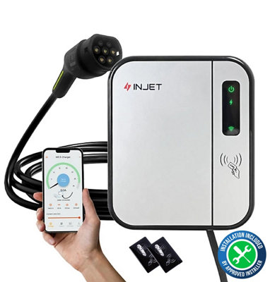 LT Smart Injet Eco Smart Ev Charger For HomeTethered 7.4Kw Ev ChargerSingle-Phase5M TetheredIp6532AWith Installation from B&Q
