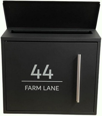 B&Q -  Black Wall-Mounted Lockable PostboxWaterproofModern Mailbox With Newspaper Slot For Home Or Office