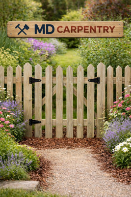 MD Carpentry Workshop LTD Wooden Garden Under Arch Spiked Picket Gate 120Cm High X 120 Cm Wide from B&Q