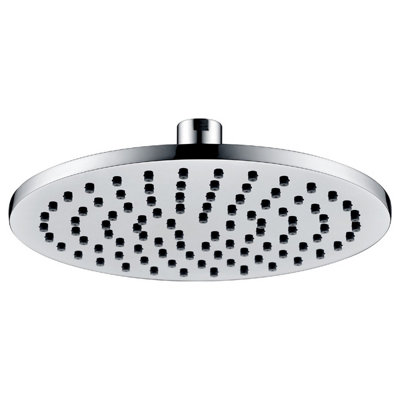 Buyaparcel Round 200mm Fixed Shower Head Chrome Single Mode Rub Clean + Swivel Ball Joint from B&Q