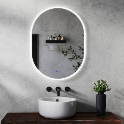 Maerts-E Illuminated Led Bathroom Oval Mirrors With Demister 600X800mm Touch Sensor from B&Q