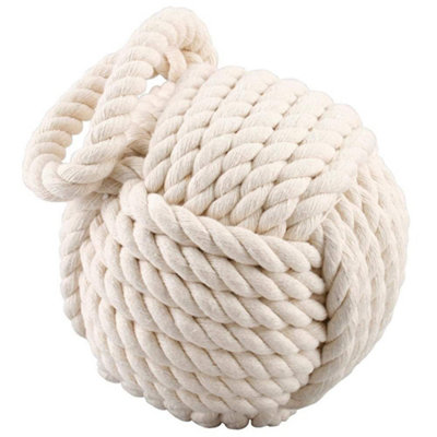 Quay Traders Rope Ball Weighted Door Stopper In Cream - Cream - Image 5