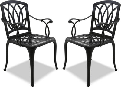 Centurion Supports Positano 2-Large Garden And Patio Bistro Chairs With Armrests In Cast Aluminium Black from B&Q