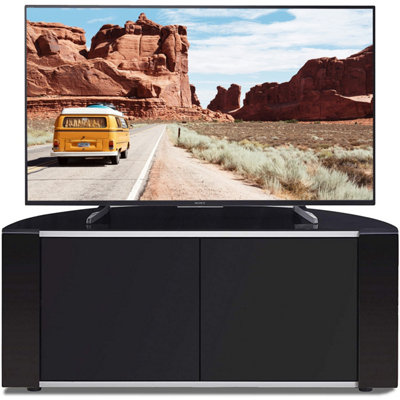 Mda Designs Sirius 850 Black Remote Friendly Beam Thru Glass Door Up To 40" Lcd/plasma/led Cabinet Tv Stand