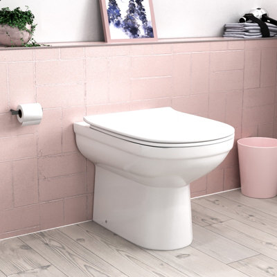 B&Q -  Back To Wall White Ceramic Toilet Pan With Soft Closed Seat