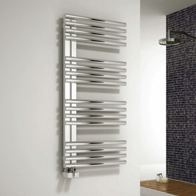 Reina Adora Designer Towel Radiator1106 X 500mmPolished Stainless Steel from B&Q