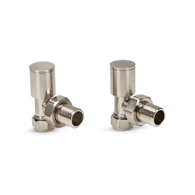 LavaTap Angled Brushed Radiator Valves 15mm Brass Manual Heating Pair from B&Q