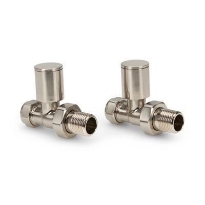 LavaTap Straight Brushed Radiator Valves 15mm Brass Manual Heating Pair from B&Q