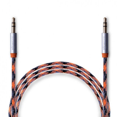 24 Carat Gold Plated Braided Aux Cable 3.5mm Jack Plug 1.5M Orange