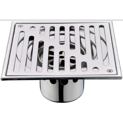 B&Q Stainless Steel Floor Drain Anti Odor Square Bathroom Waste Gate Shower Drainer With Caliber, 150 150Mm Large