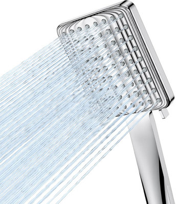 B&Q Shower Head, High Pressure Shower Heads With 6 Spray Modes, Power Water Saving Showerhead, Universal Square Shower Head