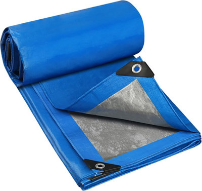 B&Q Tarpaulin Waterproof Heavy Duty 6M X 6M 115 Gsm Blue Tarps Sheet For Furniture Ground Multipurpose Covers