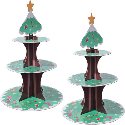 B&Q 2 Pack Cake Stand 3 Tier Dessert Her Round Tower Cake Stands For Christmas Birthday Party Supplies Christmas Tree