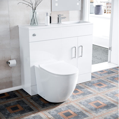 Nes Home James 1000mm Freestanding White Slimline Vanity Basin & Wc Unit & Btw Toilet from B&Q