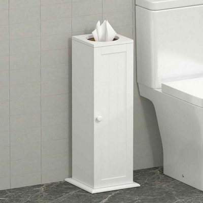  - Free Standing Toilet Paper Holder StandWhite Wooden Bathroom Storage Cabinet