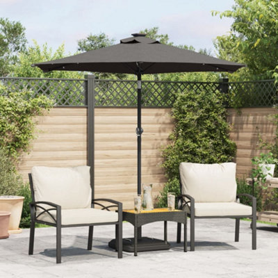 B&Q -  Garden Parasol With Leds And Steel Pole Anthracite 225X225X212Cm