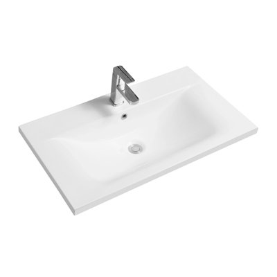 5089 Ceramic 81cm Thin Edge Inset Basin with Dipped Bowl
