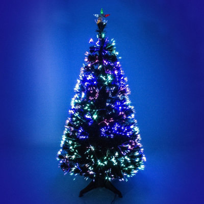  - 2Ft (60Cm) Green Fibre Optic Christmas Tree With Multicoloured Fibre Optic Lights