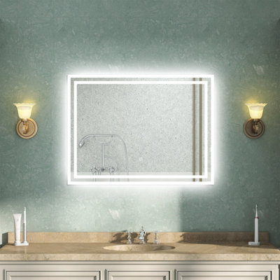 AVER-GROWTH Led Bathroom Mirror With Demister Pad Anti-Fog Dimmable Touch/wall Switch Portrait/landscape Wall Mounted 800X600mm from B&Q