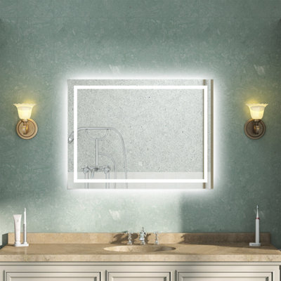 AVER-GROWTH Bathroom Mirror With 3 Colour Led Lights Demister Pad Anti-Fog Touch/wall Switch Dimmable Portrait/landscape 800X600mm from B&Q