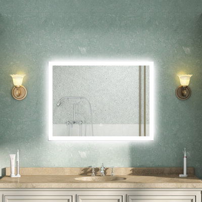 AVER-GROWTH Bathroom Mirror With Lights 3 Colour Led Demister Pad Anti-Fog Touch/wall Switch Dimmable Portrait/landscape 800X600mm from B&Q