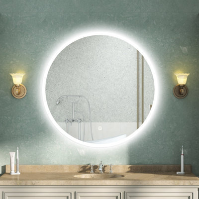 AVER-GROWTH Led Bathroom Mirrors 3 Colour Lighting Modes Round Demister Pad Anti-Fog Touch/wall Switch Dimmable Wall Mirror 800X800mm from B&Q