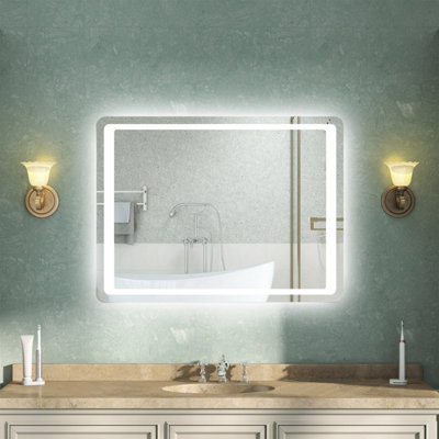 AVER-GROWTH Illuminated Bathroom Mirror With Led Lights Dimmable Demister Pad Motion Sensor Switch Vertical/horizontal Wall Mounted 700X500mm from B&Q