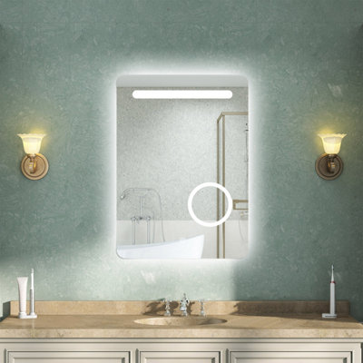 AVER-GROWTH Illuminated Bathroom Mirror With Led Lights 3X Magnifying Demister Pad Touch Switch Illuminated Wall Mirror 500X700mm from B&Q