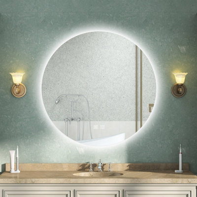 AVER-GROWTH Round Backlit Led Bathroom Mirror With Lights 3 ColourAnti-Fog Touch/wall Switch Memory Function Illuminated Mirror 90Cm from B&Q