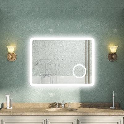 AVER-GROWTH Bathroom Mirror With Bluetooth Shaver Socket 3 Colour Led Light 3X Magnifier Demister Touch/wall Switch Illuminated Mirror 80X60Cm from B&Q