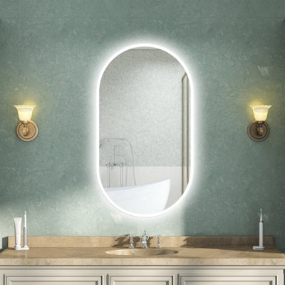 AVER-GROWTH Oval Led Bathroom Mirror With Lights Dimmable Demister Anti-Fog Touch/wall Switch Vertical/horizontal Illuminated Mirror 60X90Cm from B&Q