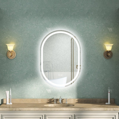AVER-GROWTH Oval Led Bathroom Mirror With Light Bluetooth 3 Colour Demister Touch/wall Switch Vertical/horizontal Illuminated Mirror 600X800mm from B&Q