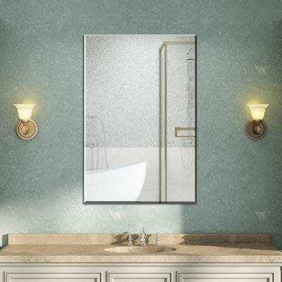 AVER-GROWTH Rectangular Frameless Wall Mirror For Bathroom Bedroom Home Decorative Wall Mounted Vertical/horizontal With Wall Fittings 50X70Cm from B&Q