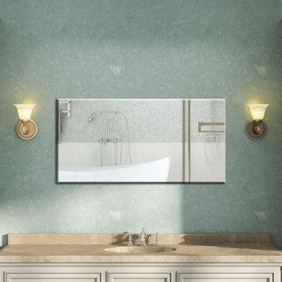 AVER-GROWTH Rectangular Frameless Wall Mirror For Bathroom Bedroom Home Decorative Wall Mounted Vertical/horizontal With Wall Fitting 60X120Cm from B&Q