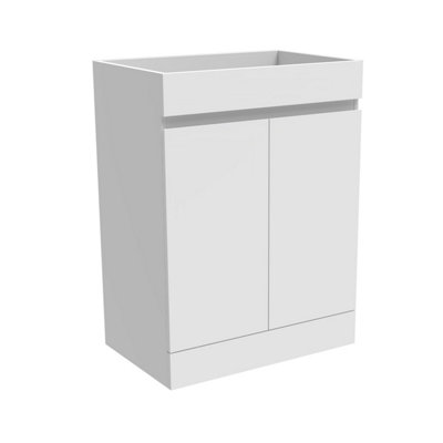 AVER-GROWTH Freestanding Bathroom Vanity Unit Matt White Flat Pack Bathroom Cabinets Only 600(W)X390X(D)X800(H)mm With 2 Doors from B&Q