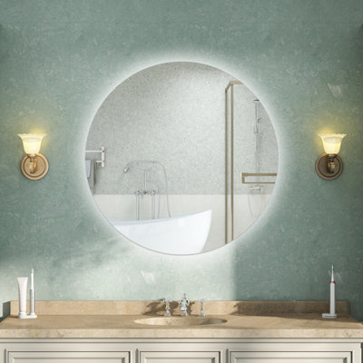 AVER-GROWTH 50Cm Led Bathroom Mirror With Touch Switch Memory Function Wall Mounted Illuminated Mirror Round from B&Q