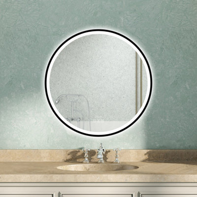 AVER-GROWTH 60Cm Black Led Bathroom Mirror With 3 Clour Lights Bluetooth Speaker Clock Illuminated Mirror from B&Q