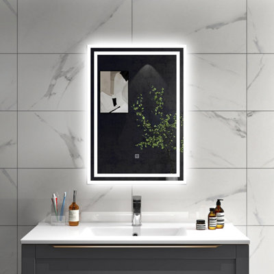 Sline 500X700mm Led Mirror With 3-Colour Light Modes Memory Function Demister Pad Shaver Socket from B&Q